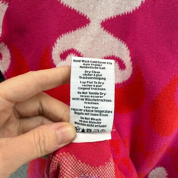 NEVE Womens Size Small Cotton‎ Knit Sweater V-Neck Red Pink White 3/4 Sleeve Mod - Picture 6 of 10